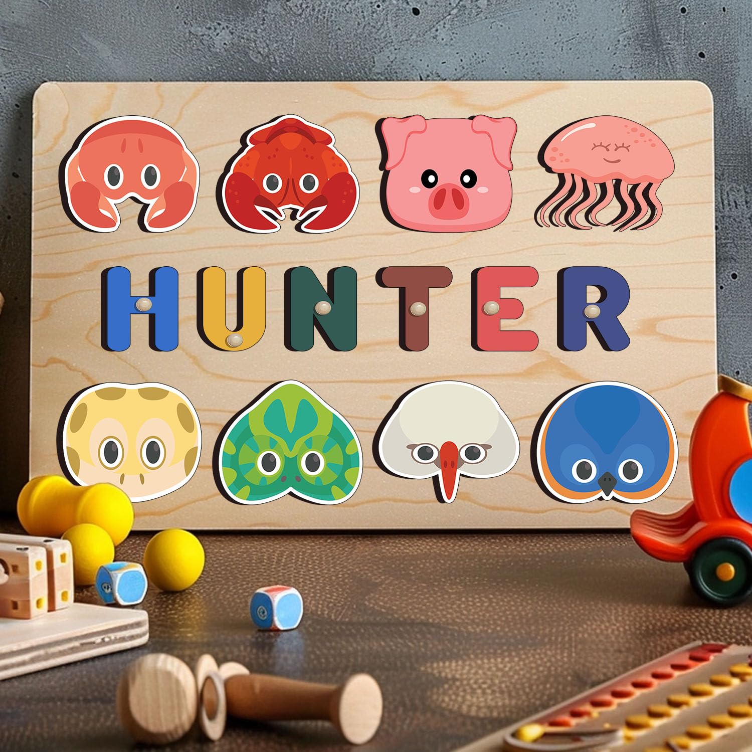 Personalized Wooden Name Puzzle for Toddlers 1-3