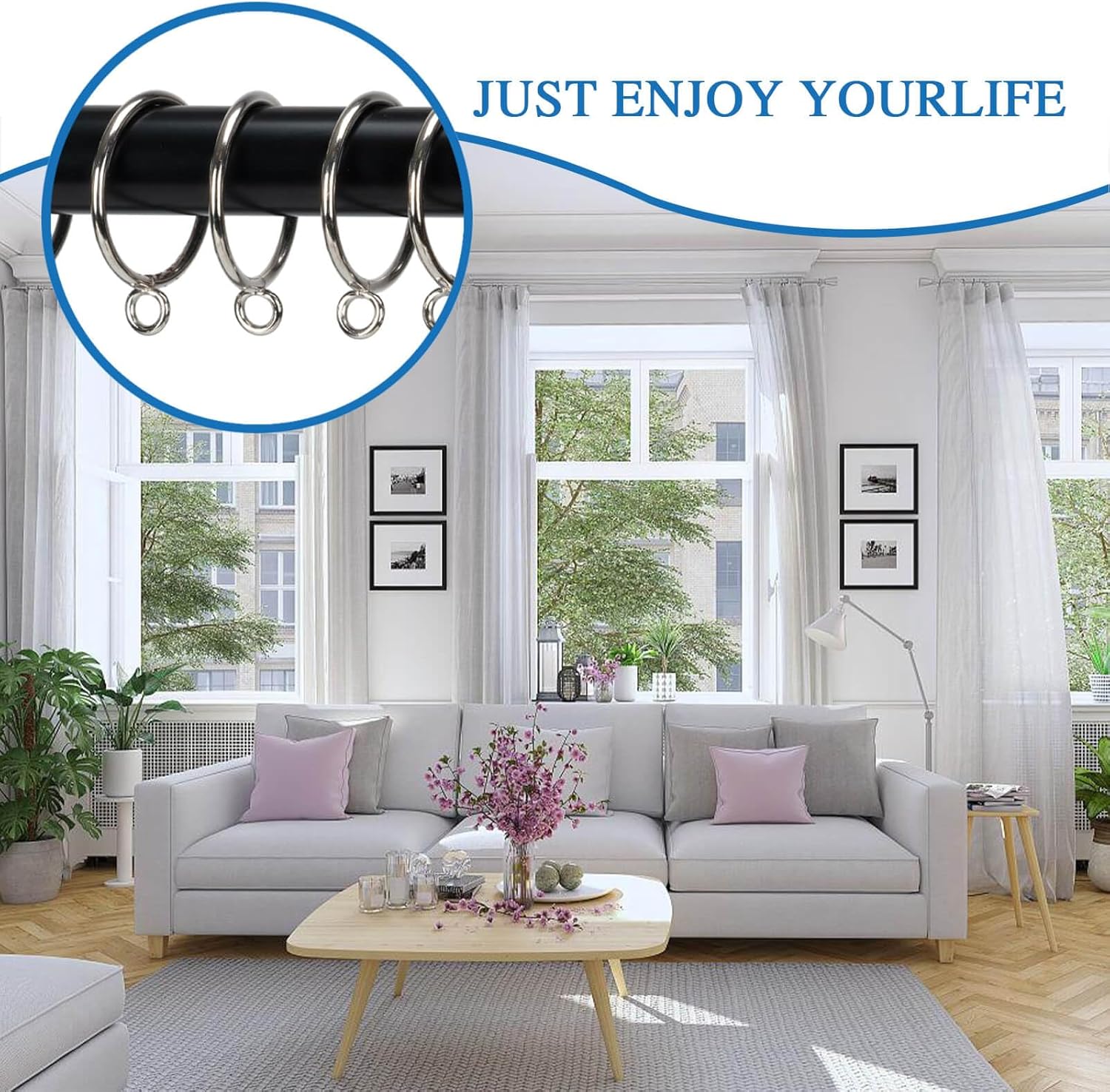1 Inch Eyelet Curtain Rings 24pc for Pinch Pleat Curtains