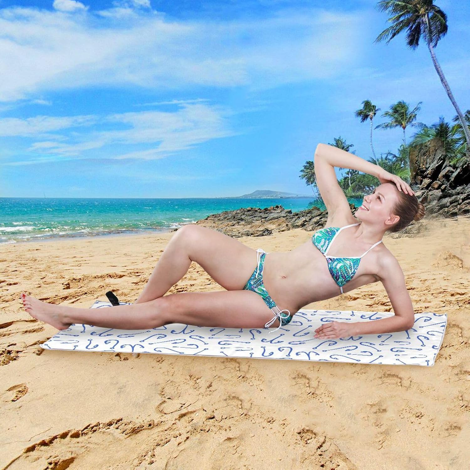 Gredecor Oversized Beach Towel 71x31 Blue 1