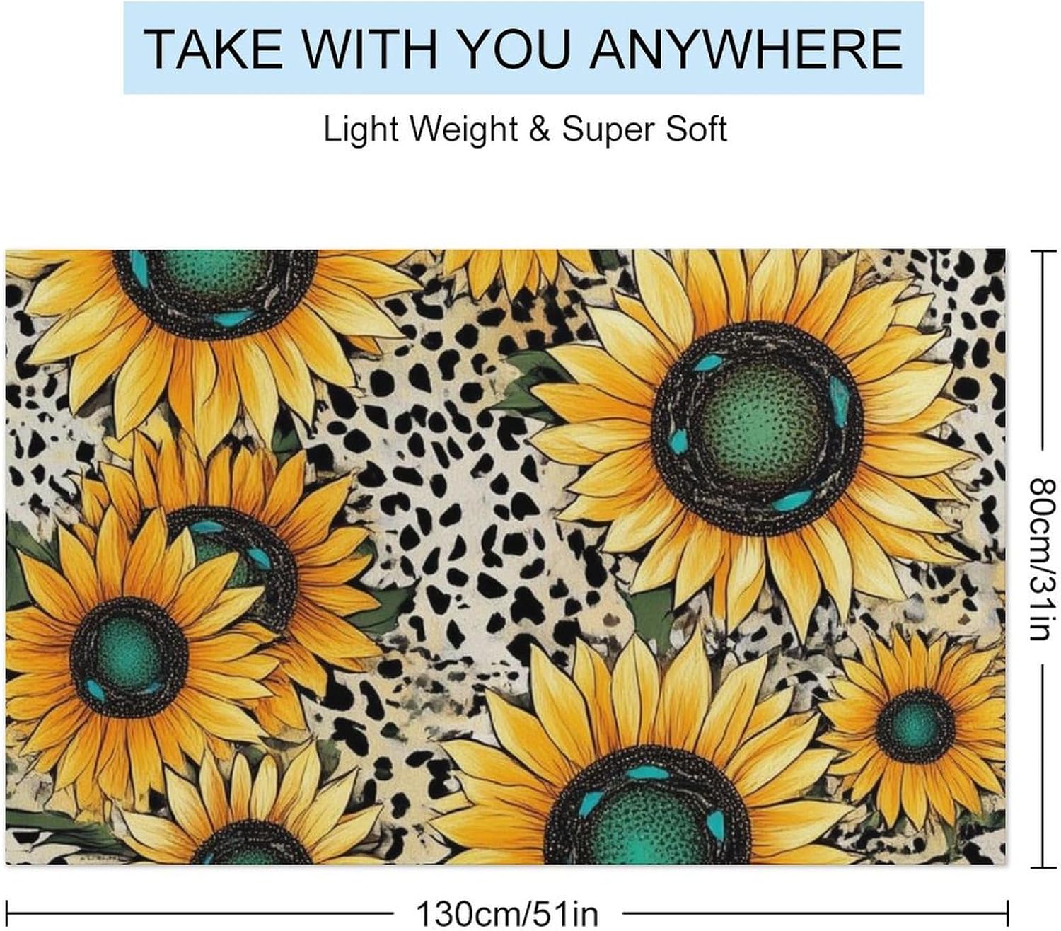 4SEE Super Absorbent Soft Pool Bath Towels with Sunflower Leopard Print