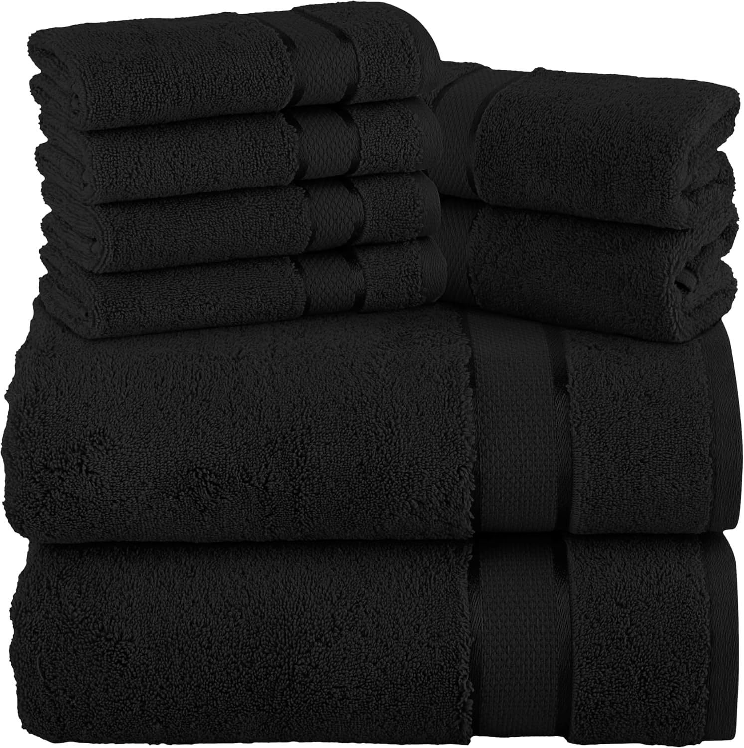 Elegant Comfort Premium Cotton 8-Piece Towel Set Black