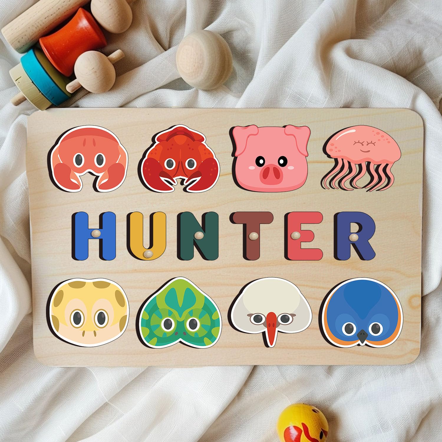 Personalized Wooden Name Puzzle for Toddlers 1-3