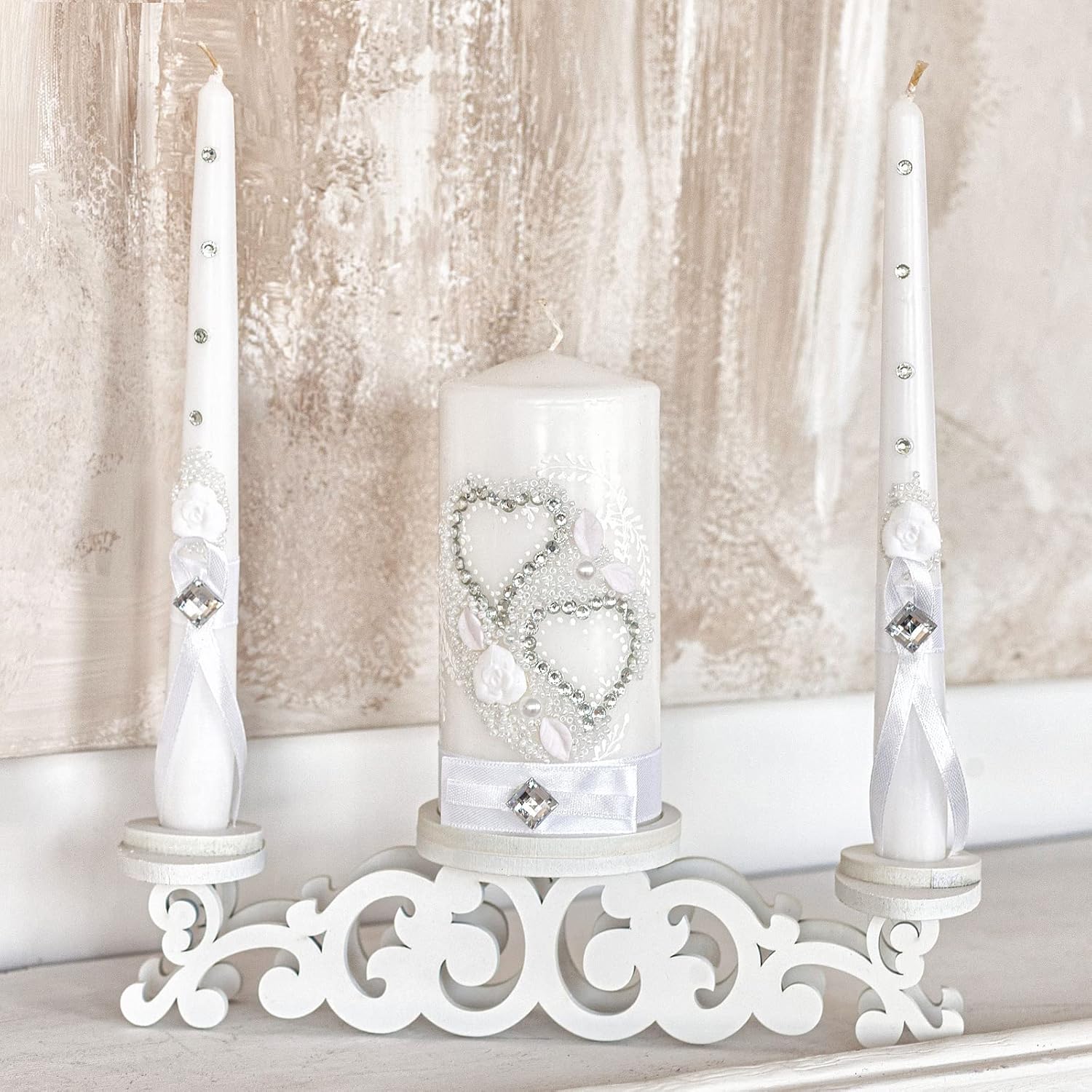 VABA Wedding Unity Candle Set 6 Pillar 10 Taper