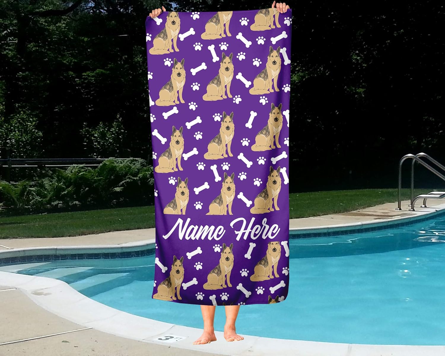Personalized German Shepherd Beach Towel - Large Medium Custom