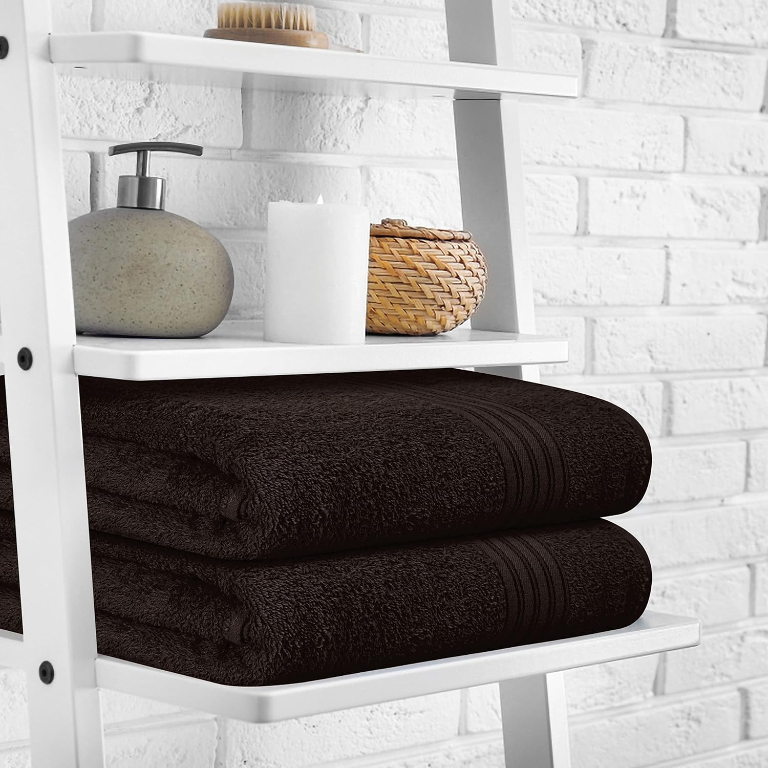 BOUTIQUO 2 Pack Bath Towel Set - Chocolate Brown