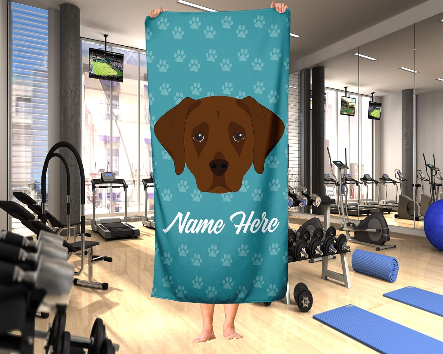 Personalized Chocolate Lab Beach and Bath Towels