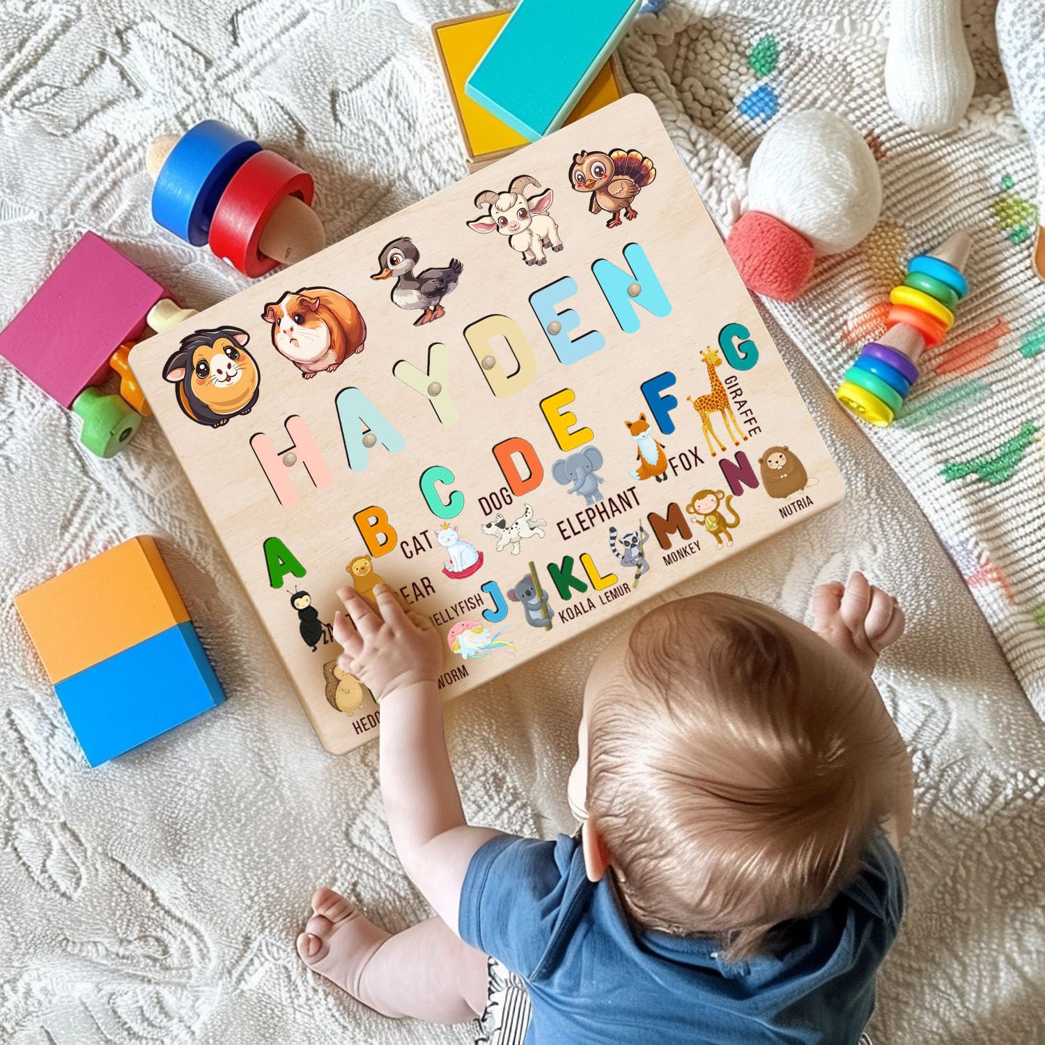 Personalized Wooden Name Puzzle for Toddlers 1-3 1