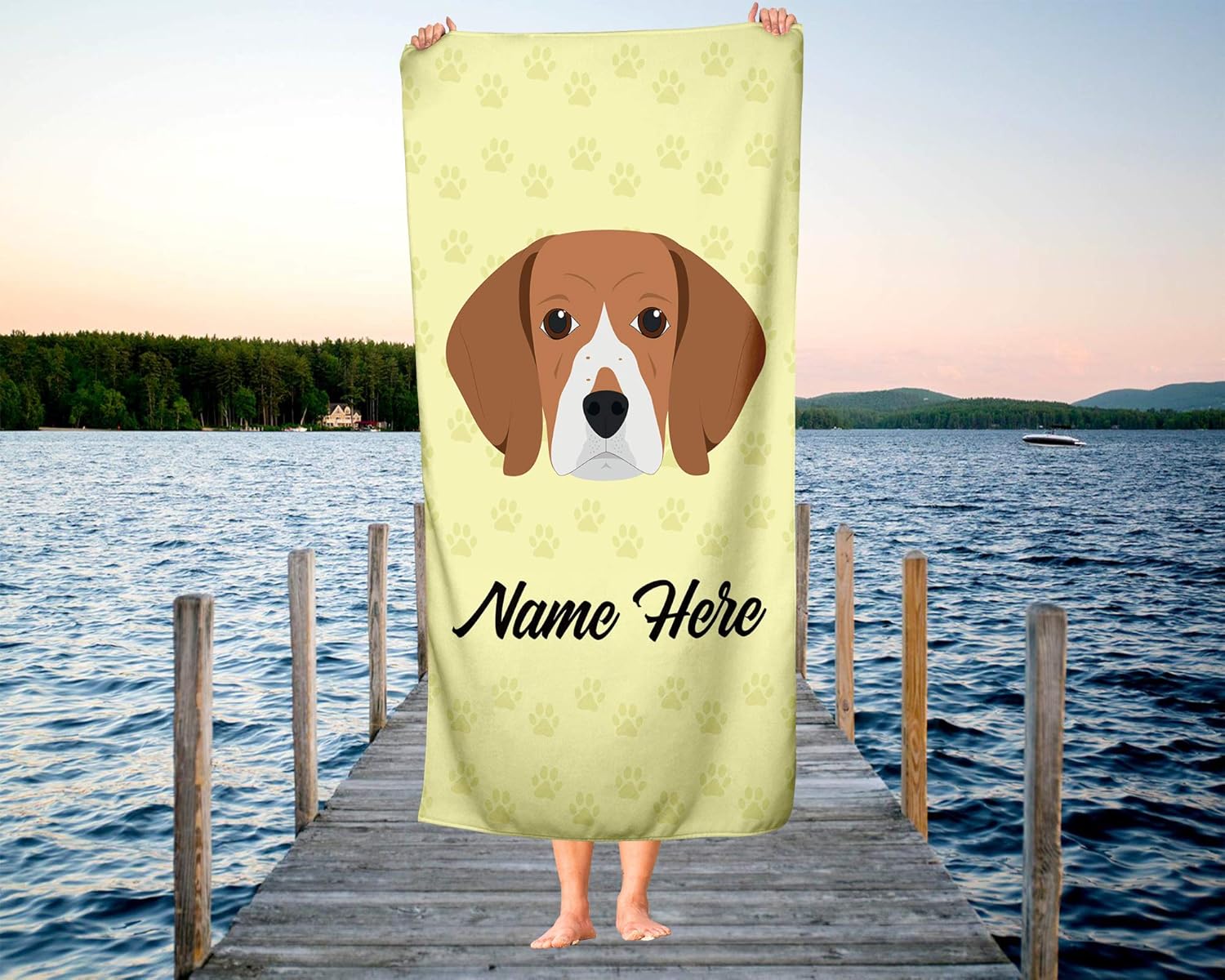 Personalized Beagle Face Towels - Beach Bath Large Medium