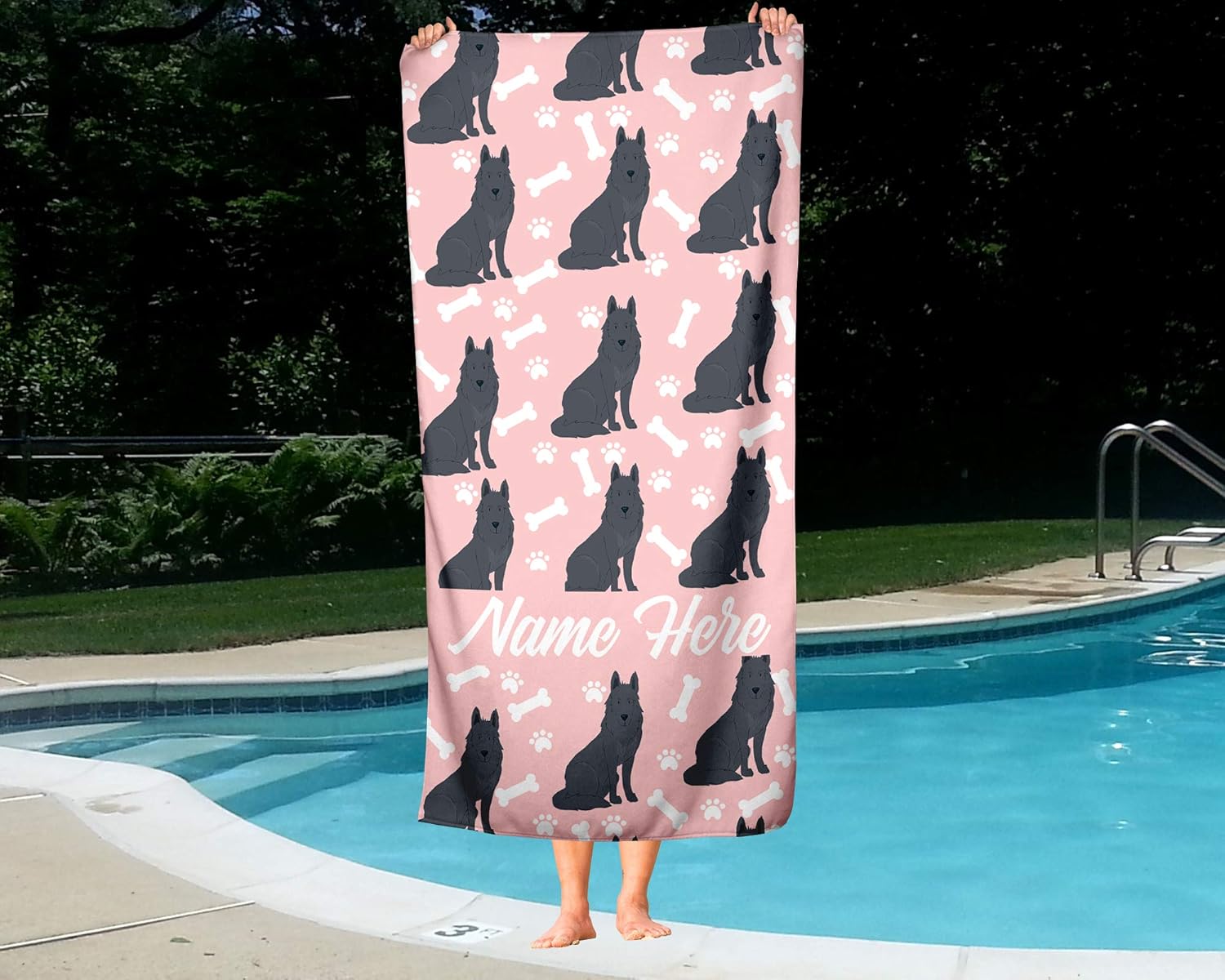 Personalized Black German Shepherd Pattern Towels for Adults Kids