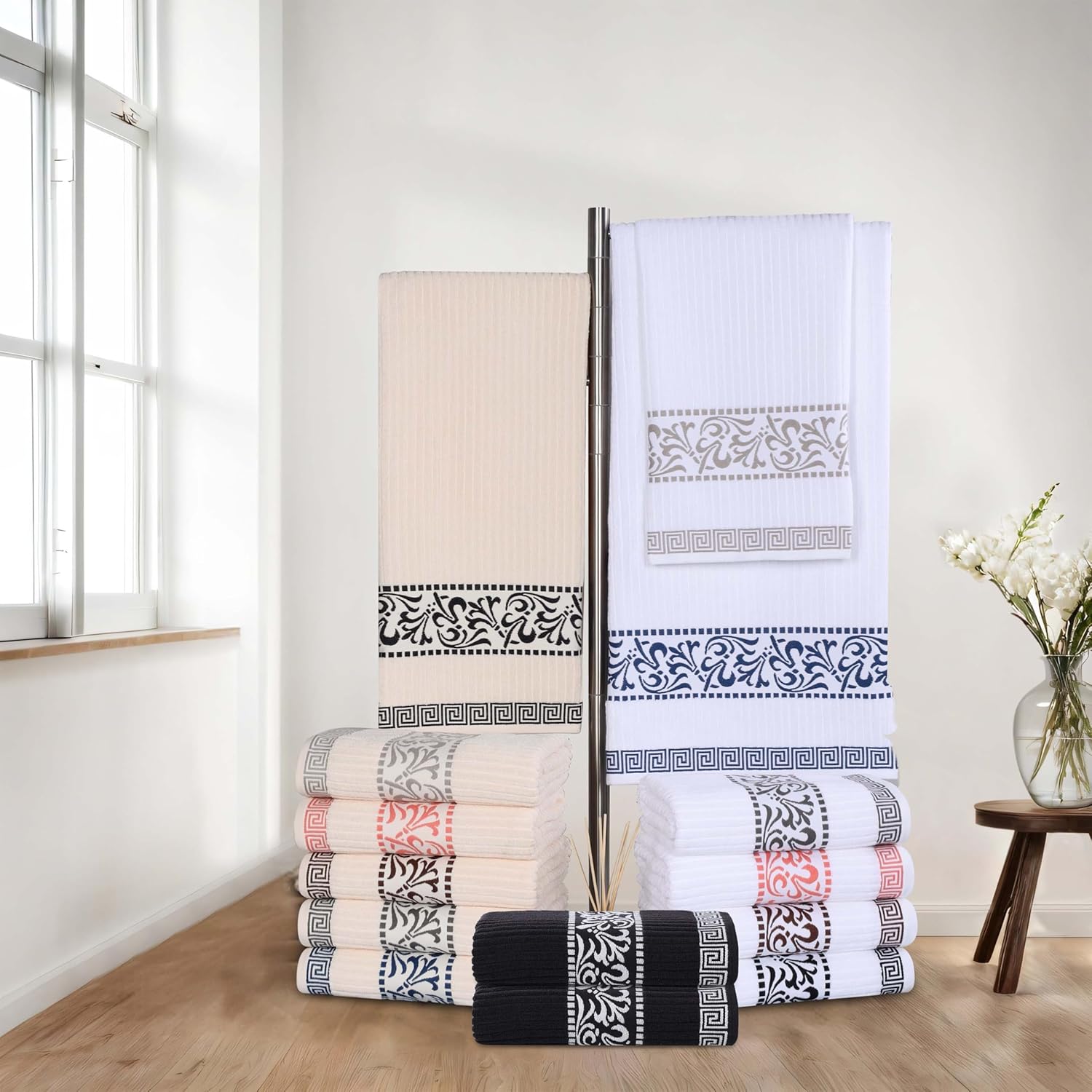 Superior Athens Cotton Towel Set - 4 Towels Black