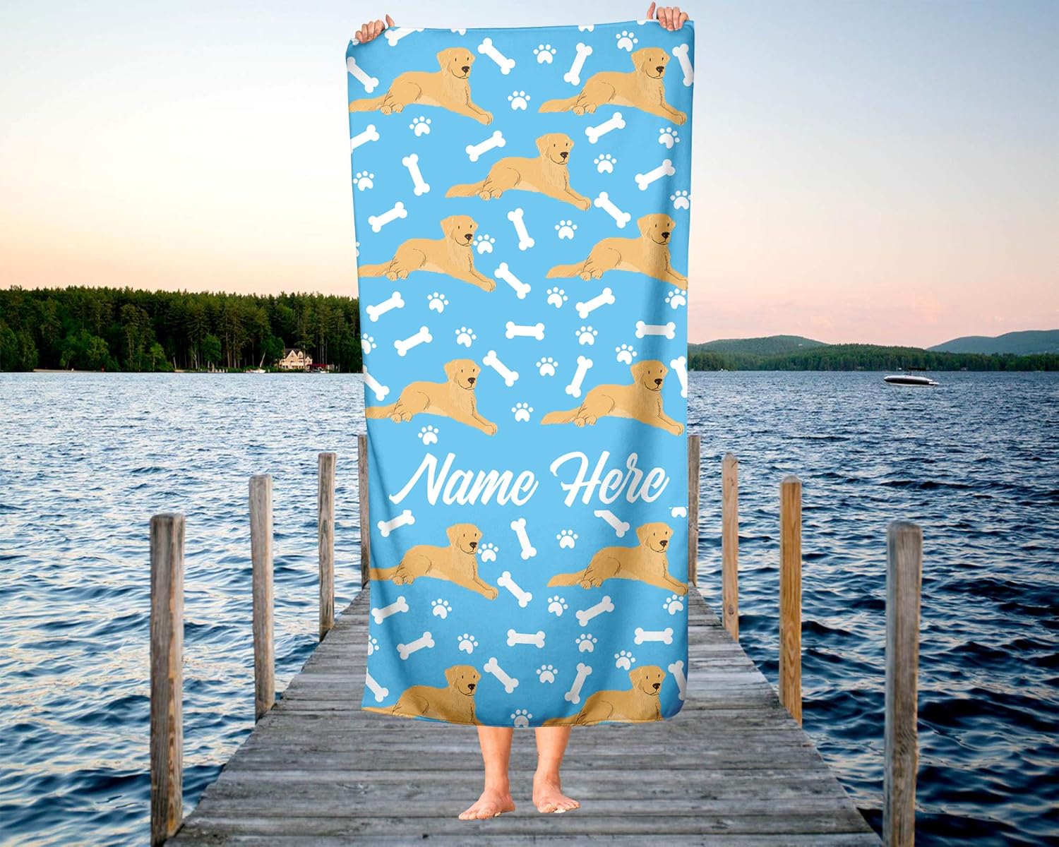 Personalized Pet Golden Retrievers Towel for Kids 1