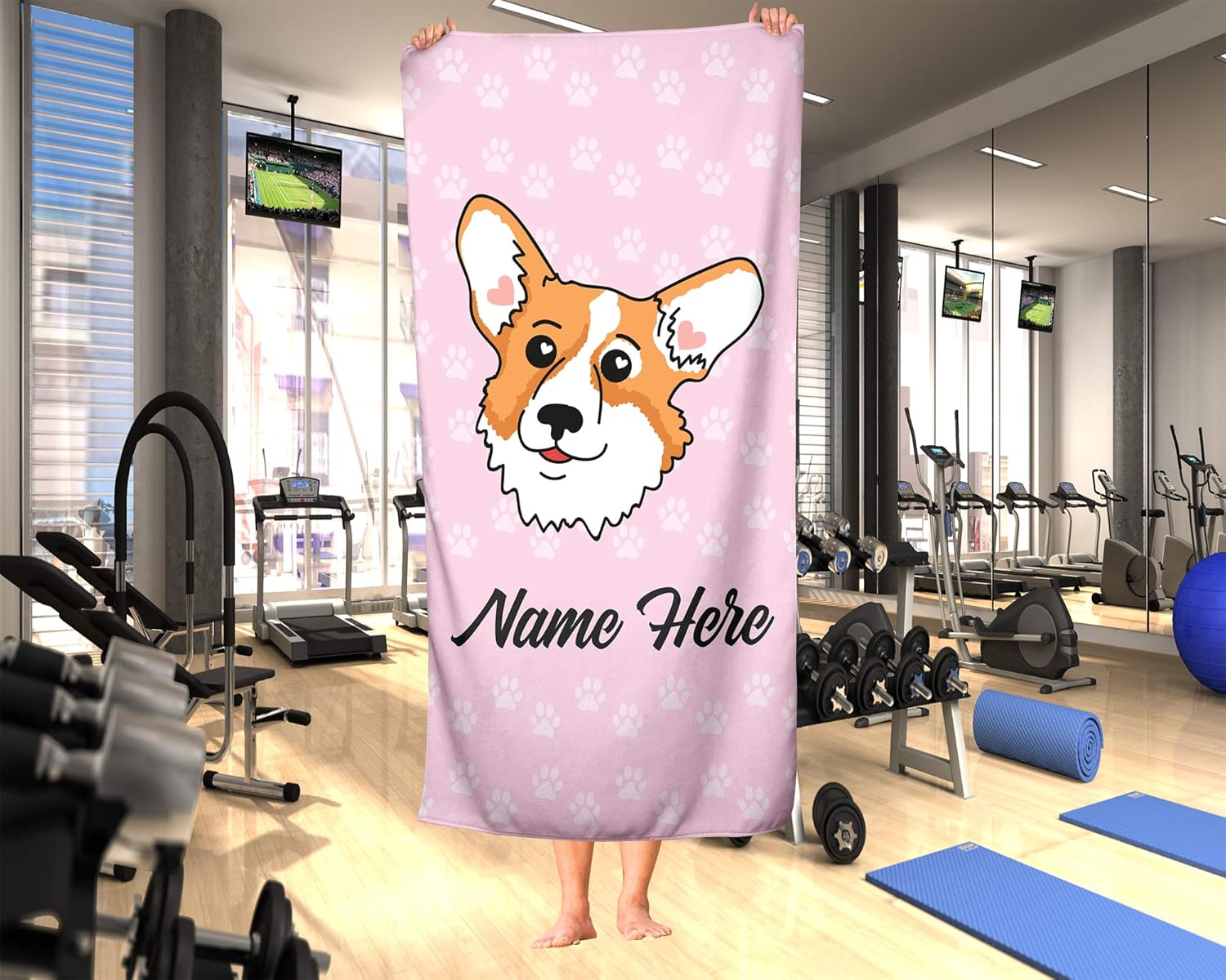 Personalized Corner Extra Large Corgi Towel for Kids