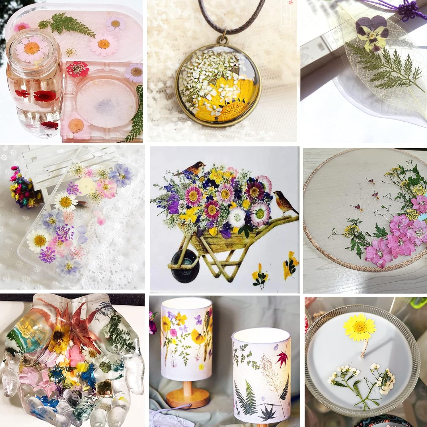 BIHRTC 100PCS Dried Pressed Flowers Leaves Set