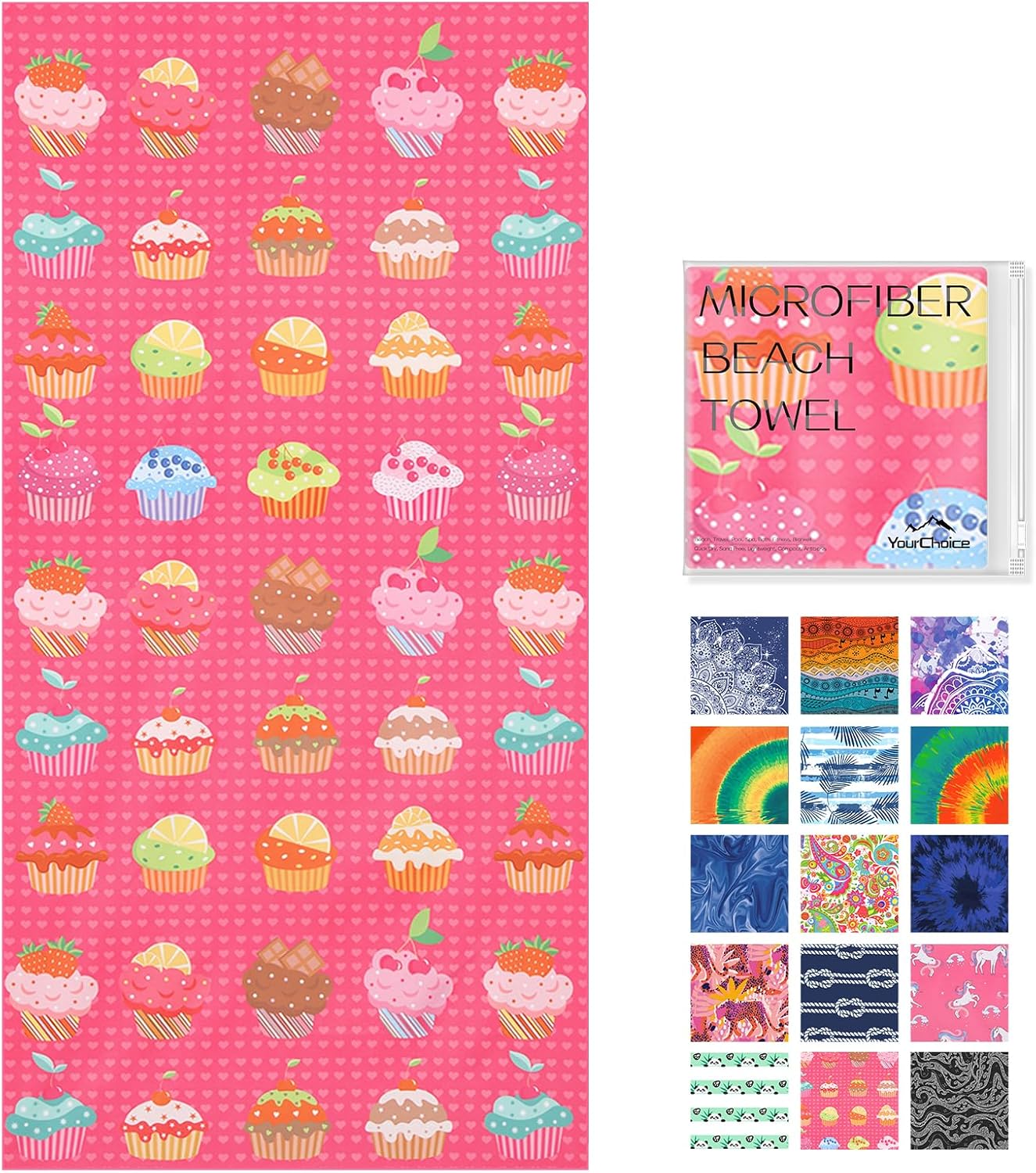 Your Choice Microfiber Beach Towel - Quick Dry Sand Free Compact Travel