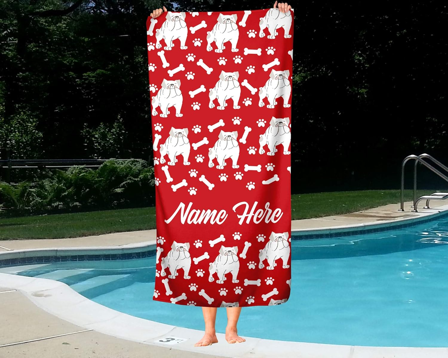 Personalized British Bulldog Beach and Bath Towels - Large and Medium 1