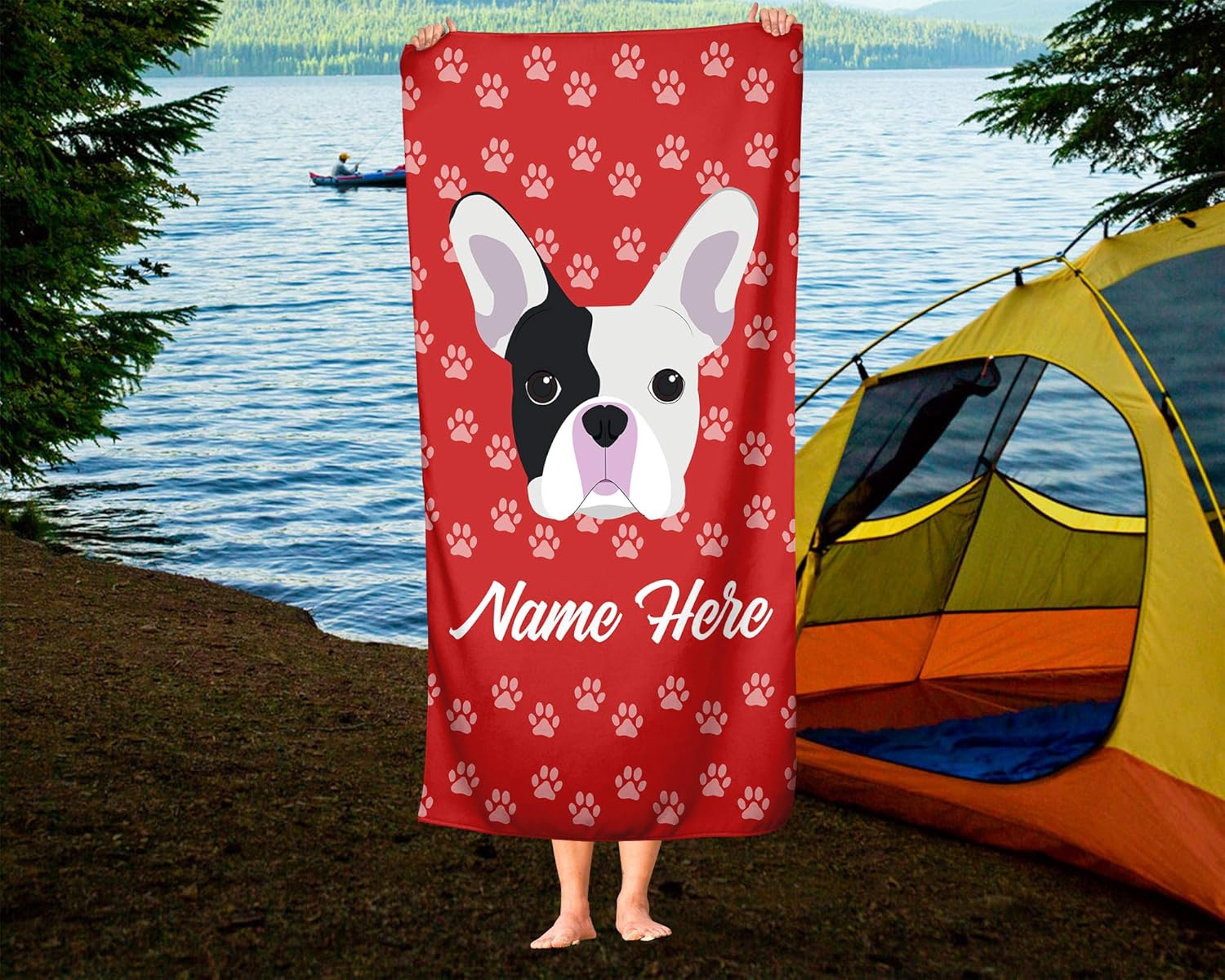 Personalized French Bulldog Beach and Bath Towels