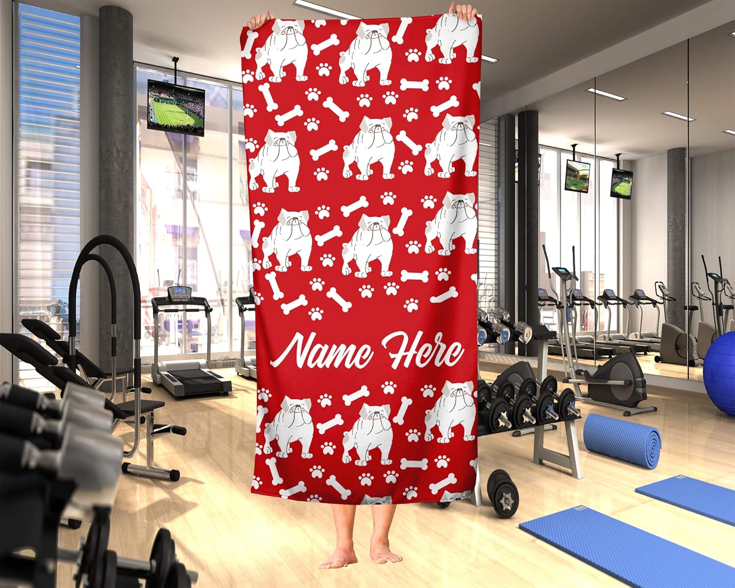Personalized British Bulldog Beach and Bath Towels - Large and Medium 1