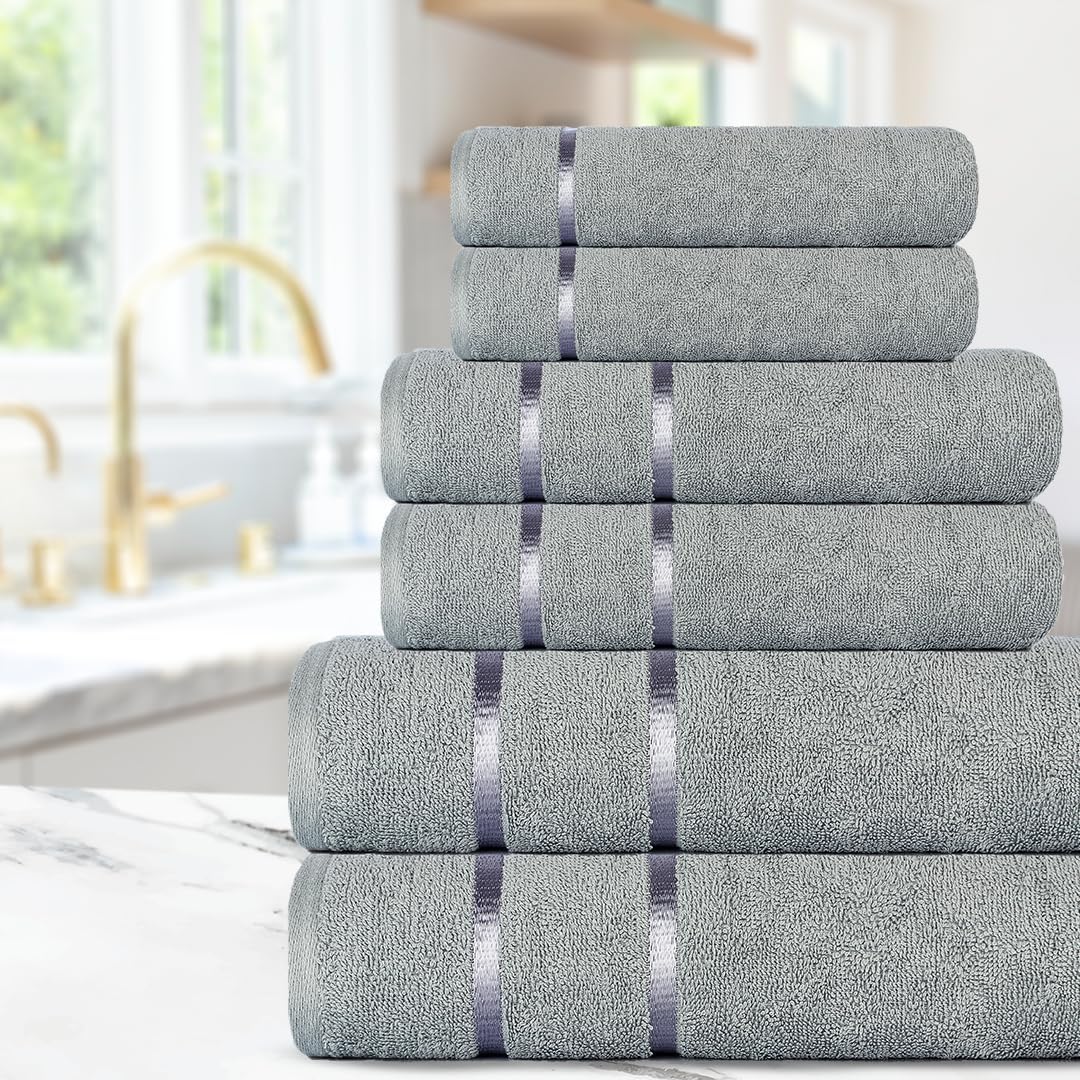 CASA COPENHAGEN Eternal 6-Piece Towel Set in Grey Violet