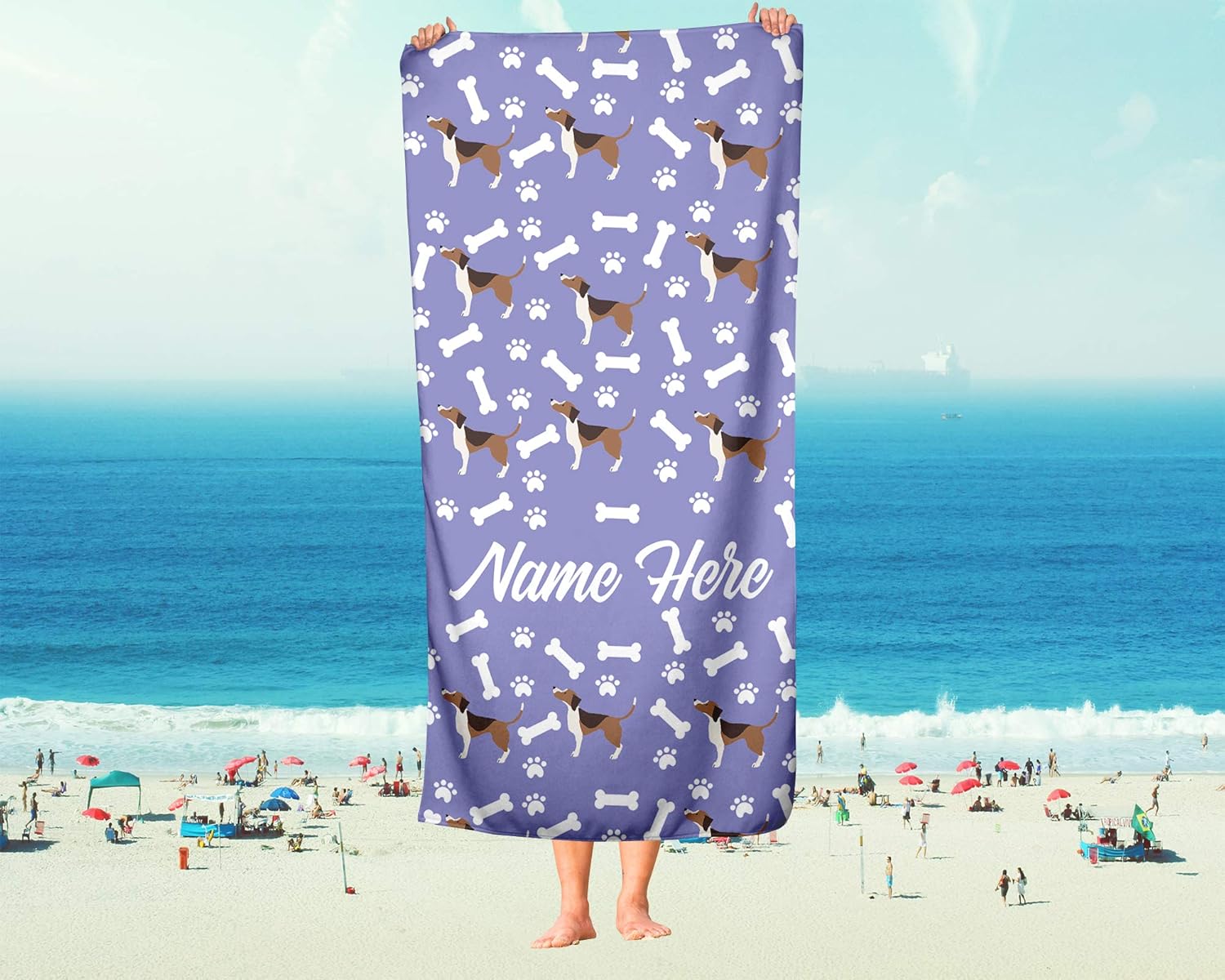 Personalized Beagle Face Beach Towels for Adults and Kids