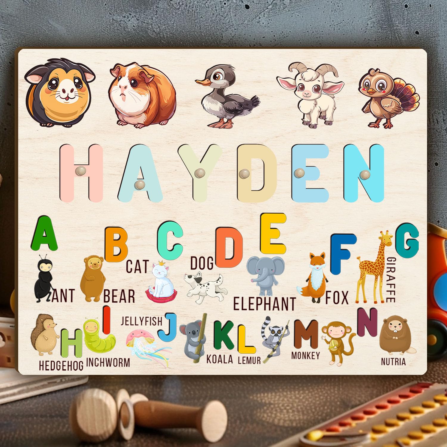 Personalized Wooden Name Puzzle for Toddlers 1-3 1