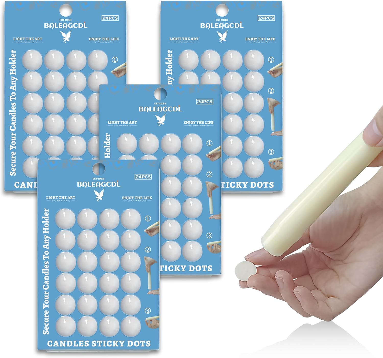 FLAMMUL Candle Glue Dots Set of 96 for Taper Candles