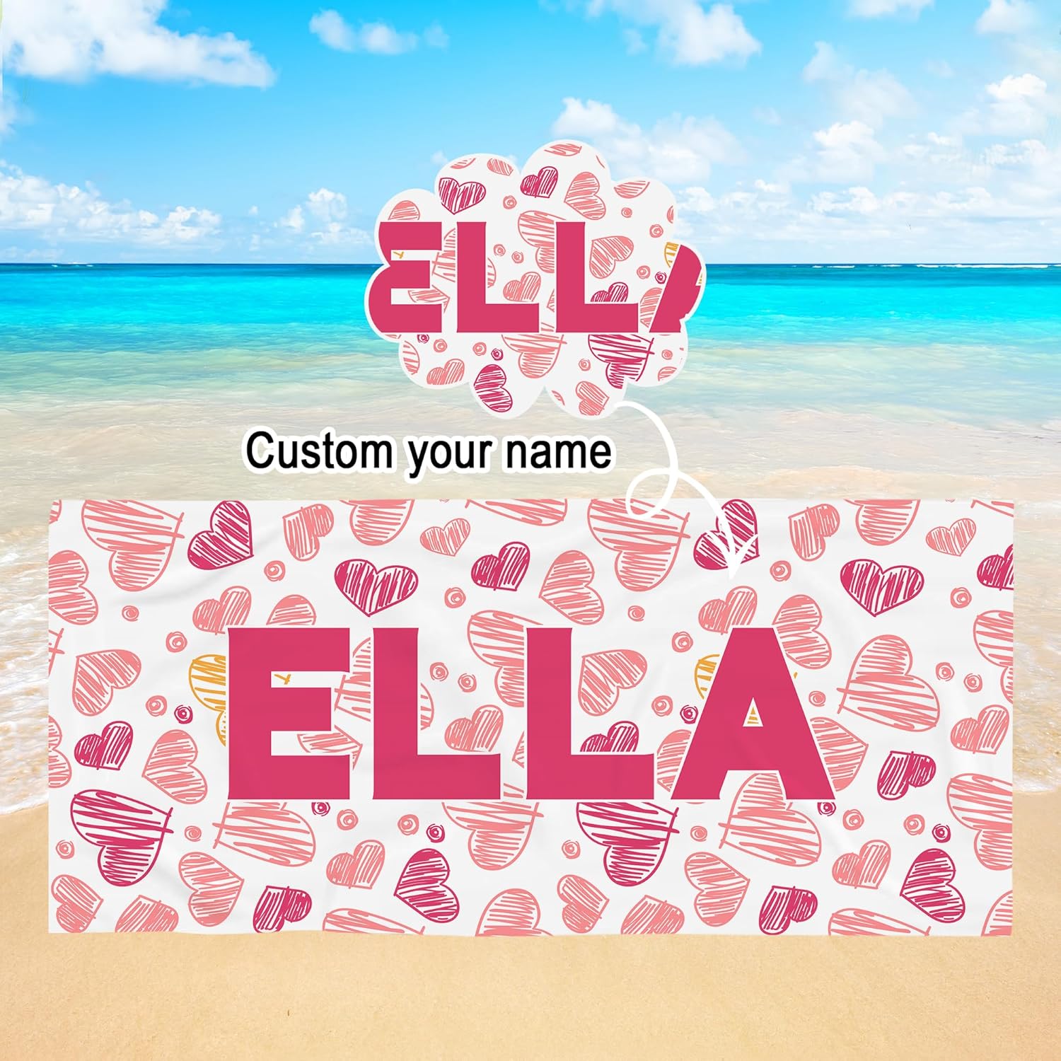Differ More Custom Name Beach Towel for Women