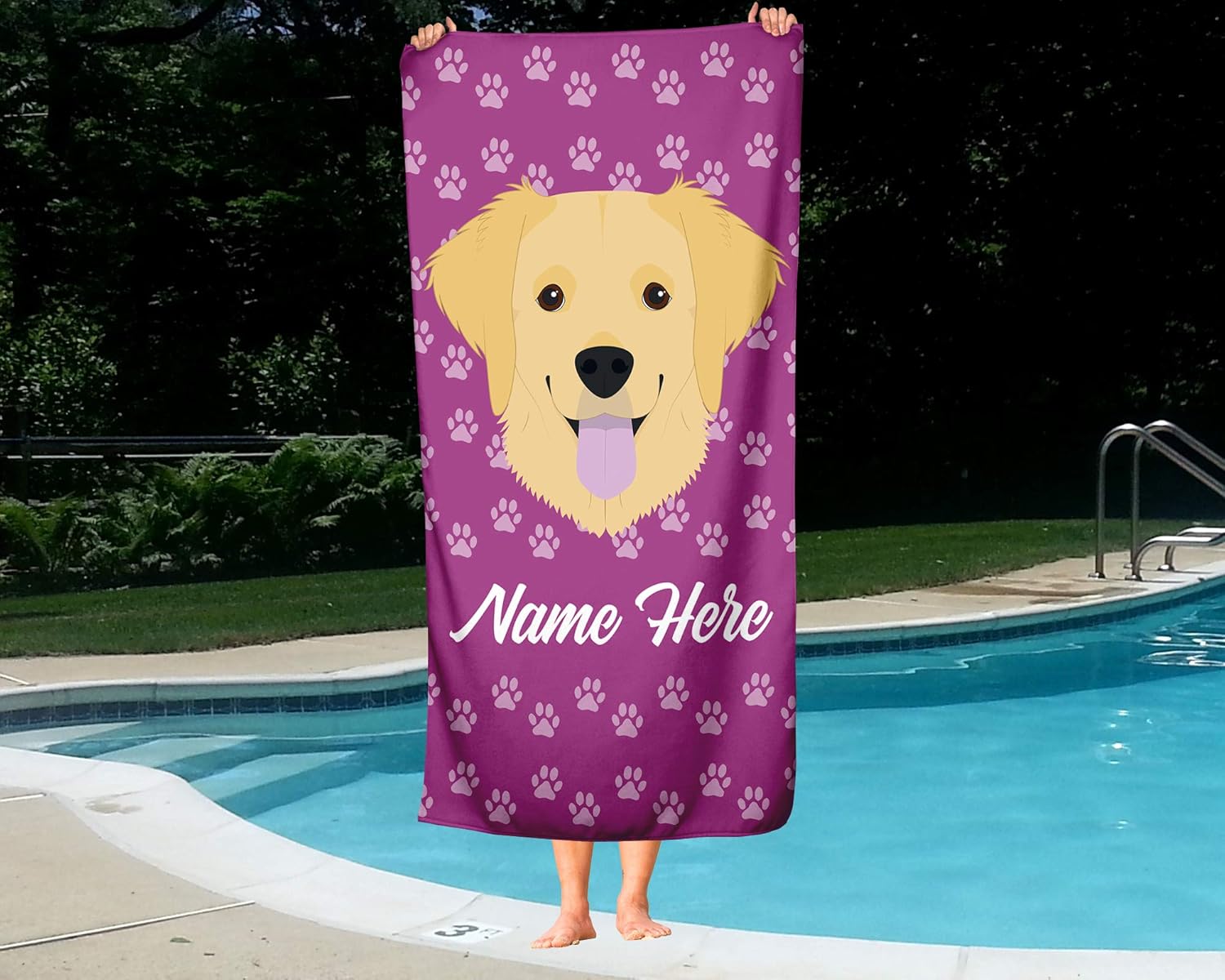 Personalized Golden Retriever Beach and Bath Towels