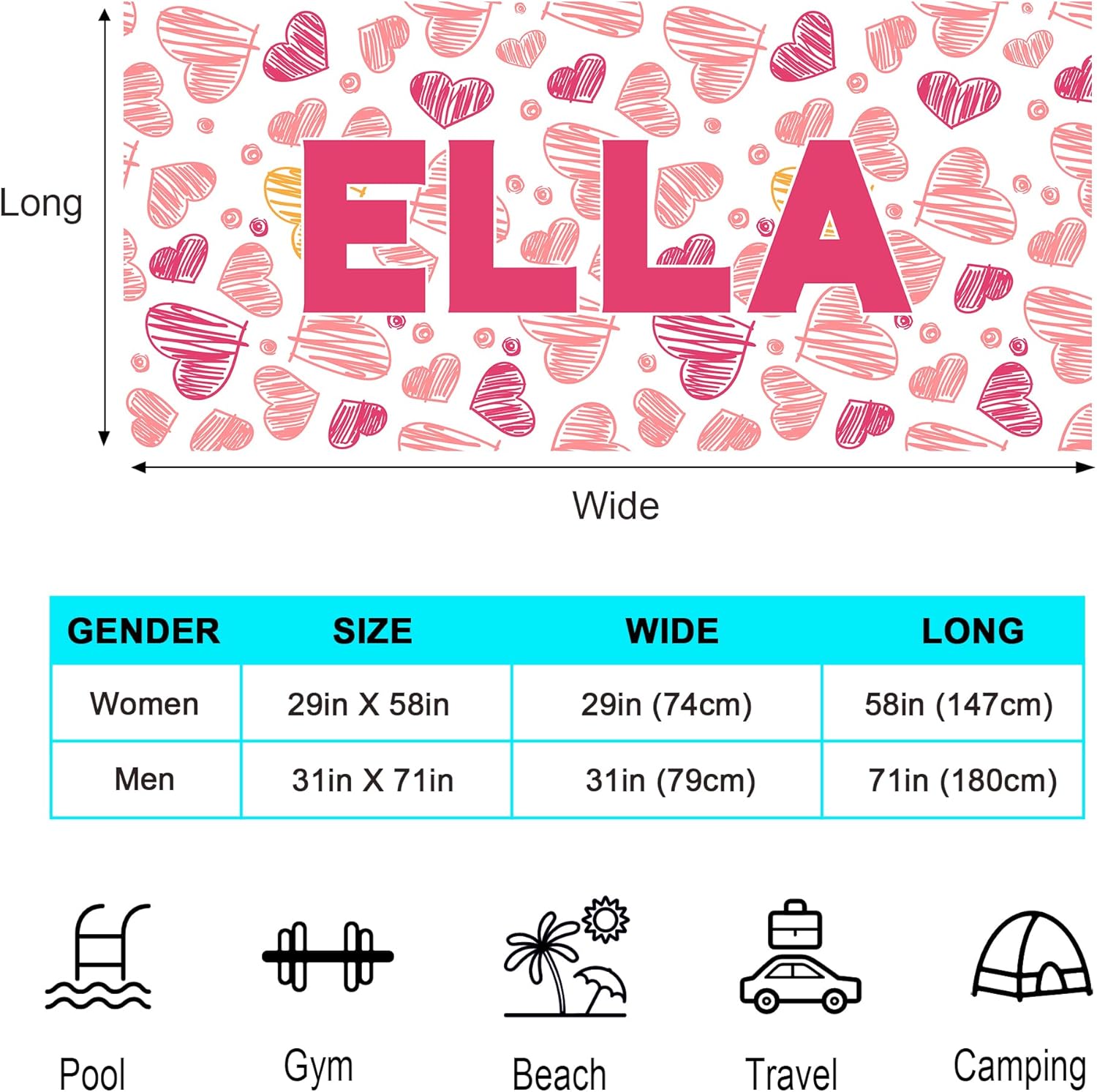 Differ More Custom Name Beach Towel for Women