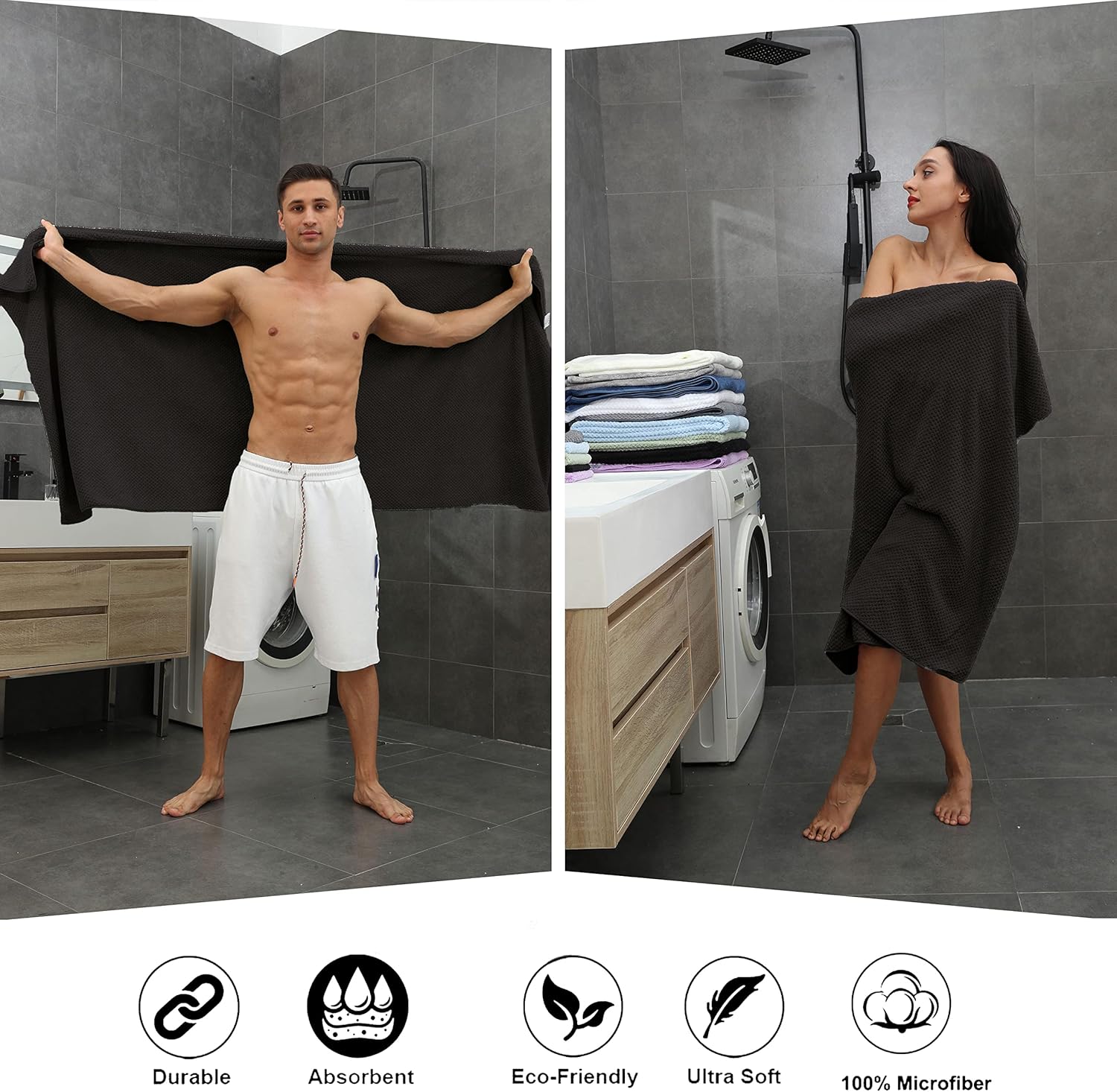Smuge 8-Piece Brown Bath Towel Set