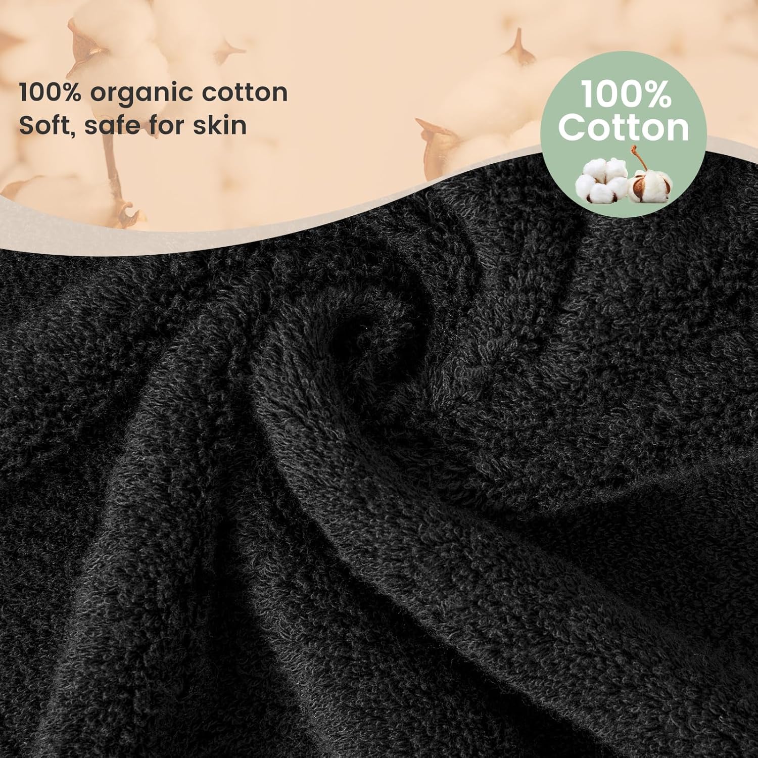 SEMAXE 6-Piece Solid Towel Set - Black 600GSM 100 Cotton
