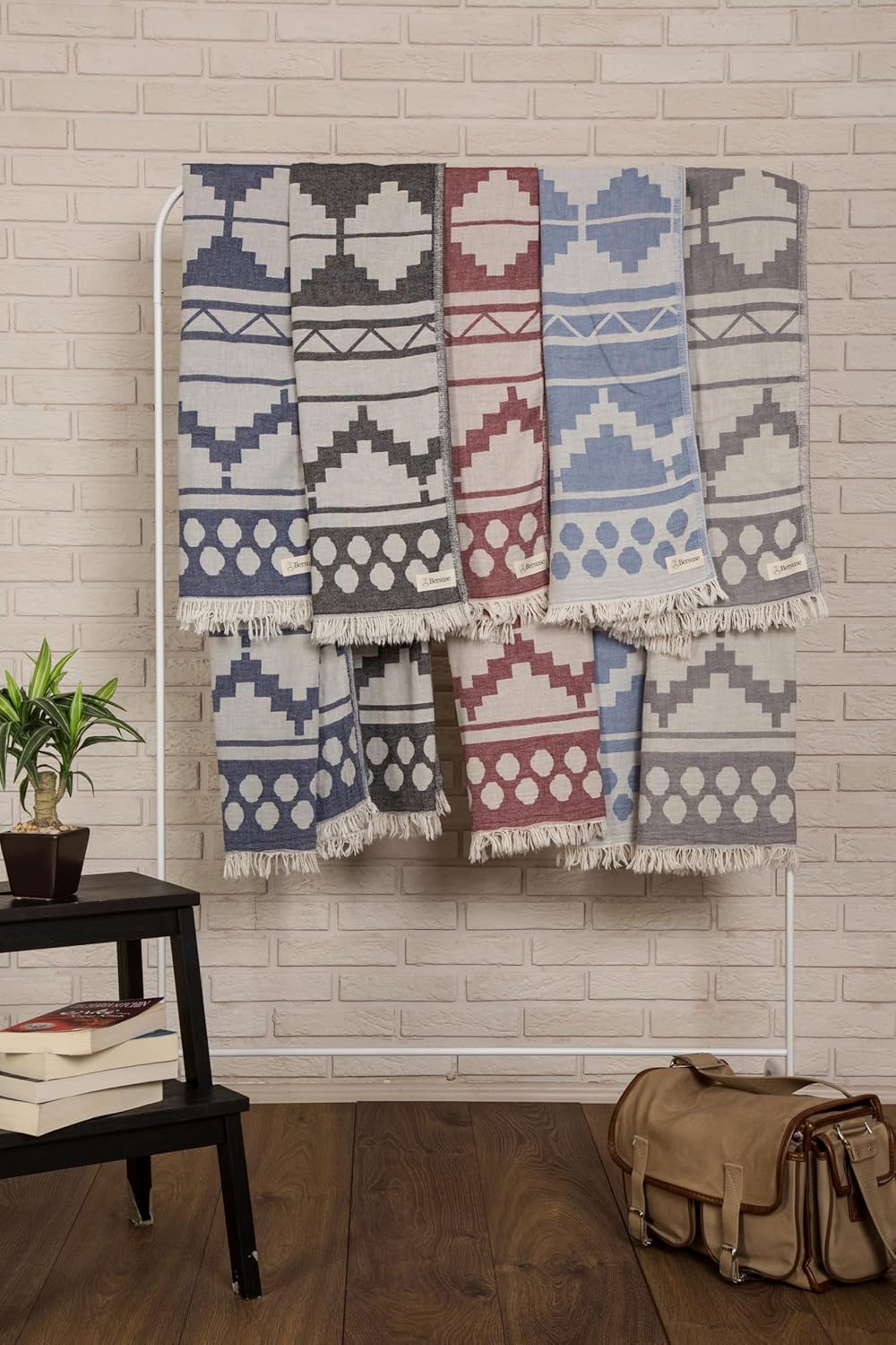 Bersuse 100 Cotton Turkish Towel Set of 3 1