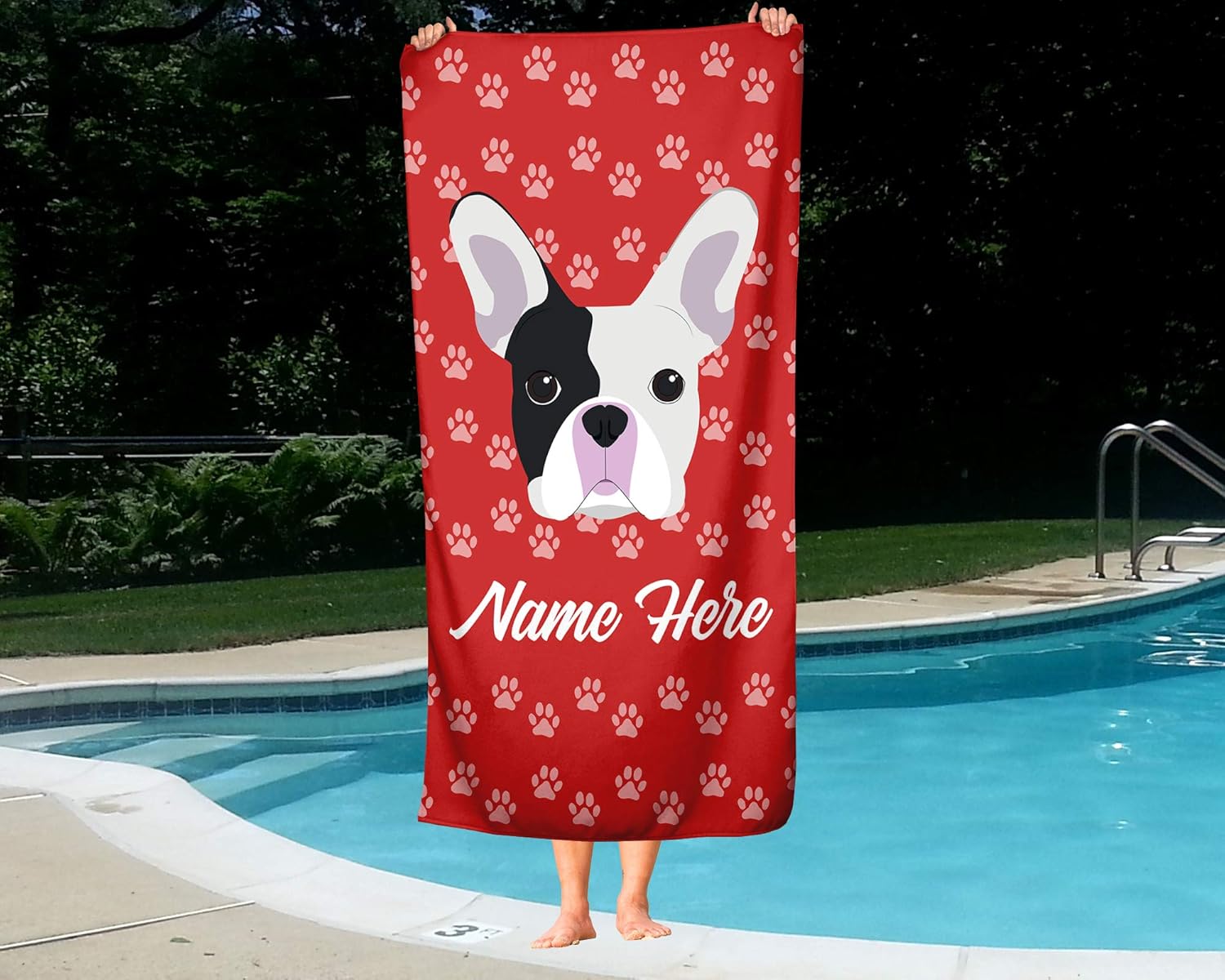 Personalized French Bulldog Beach and Bath Towels