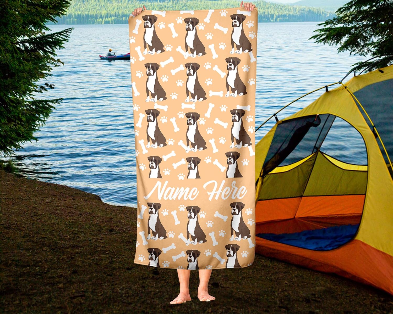 Personalized Boxer Face Towels for Beach and Bath