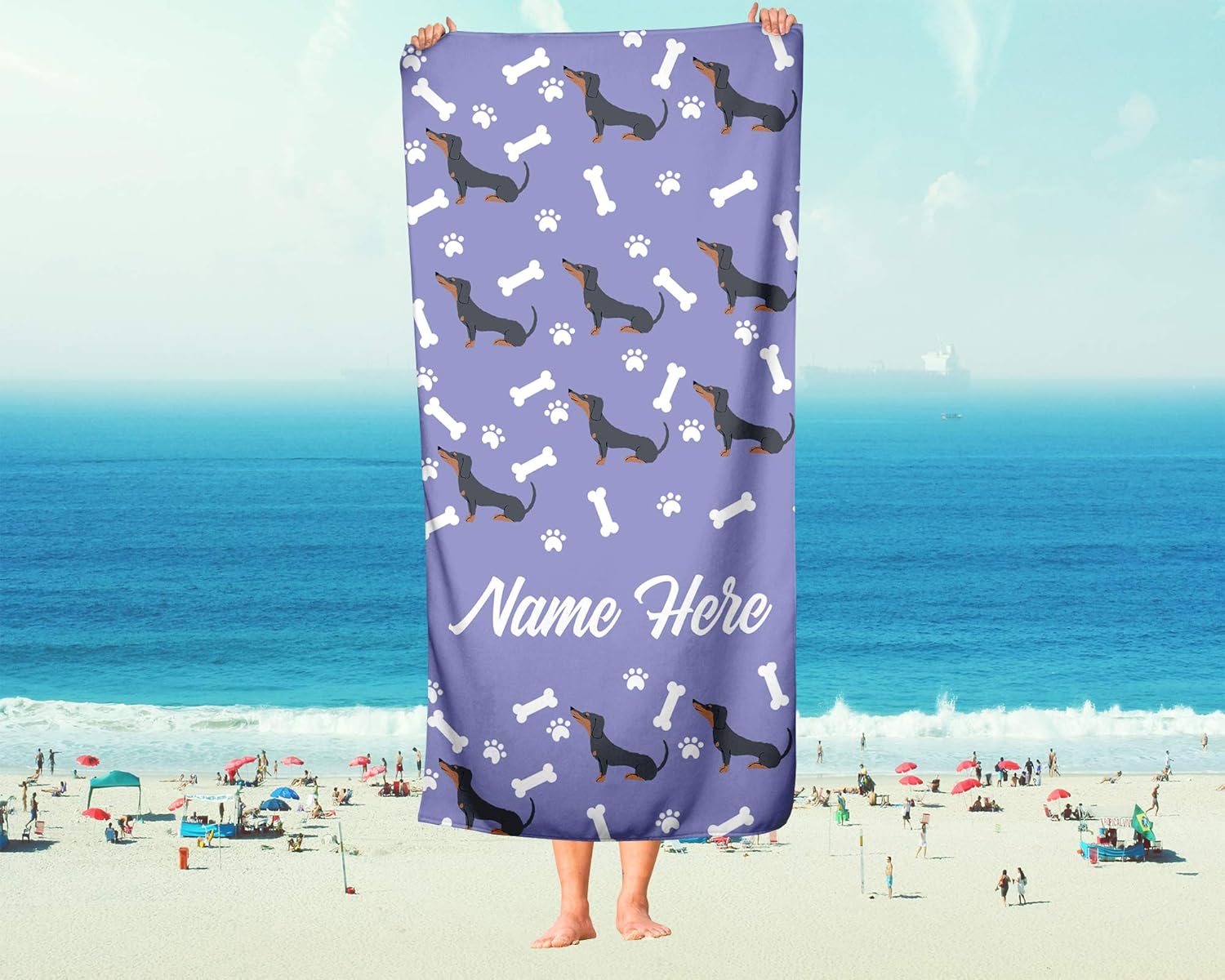 Personalized Corner Extra Large Pet Dachshund Towel
