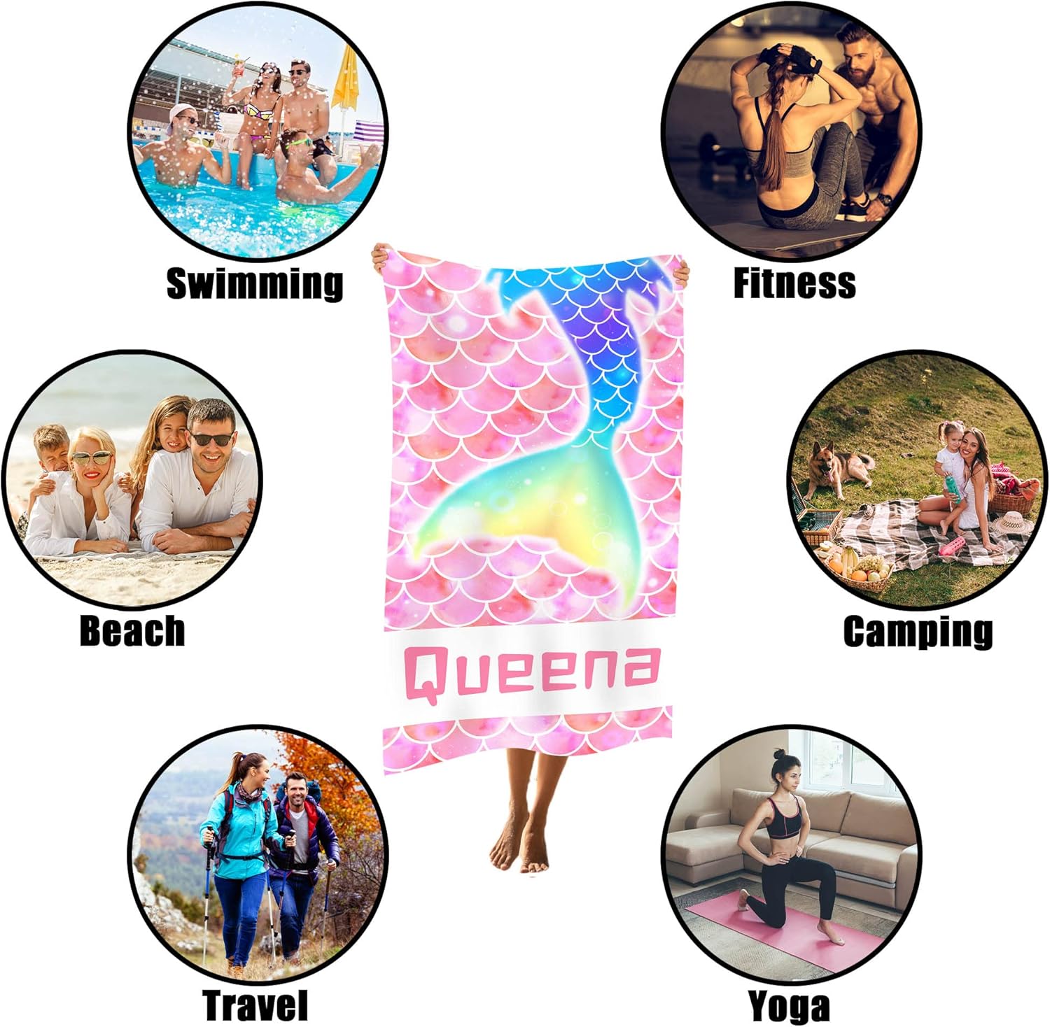 DIYKST Personalized Beach Towel for Kids