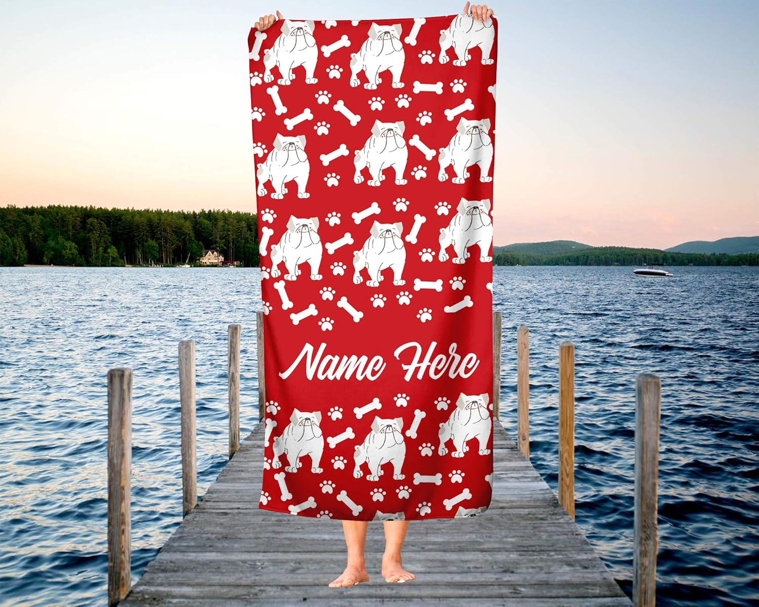 Personalized British Bulldog Beach and Bath Towels - Large and Medium 1