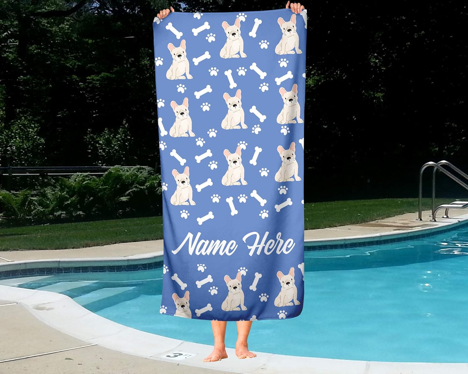 Personalized Fawn French Bulldog Pattern Towels - Large Medium 1