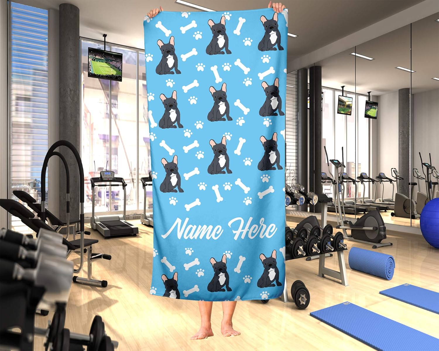 Personalized Black French Bulldog Pattern Towels for Adults Kids