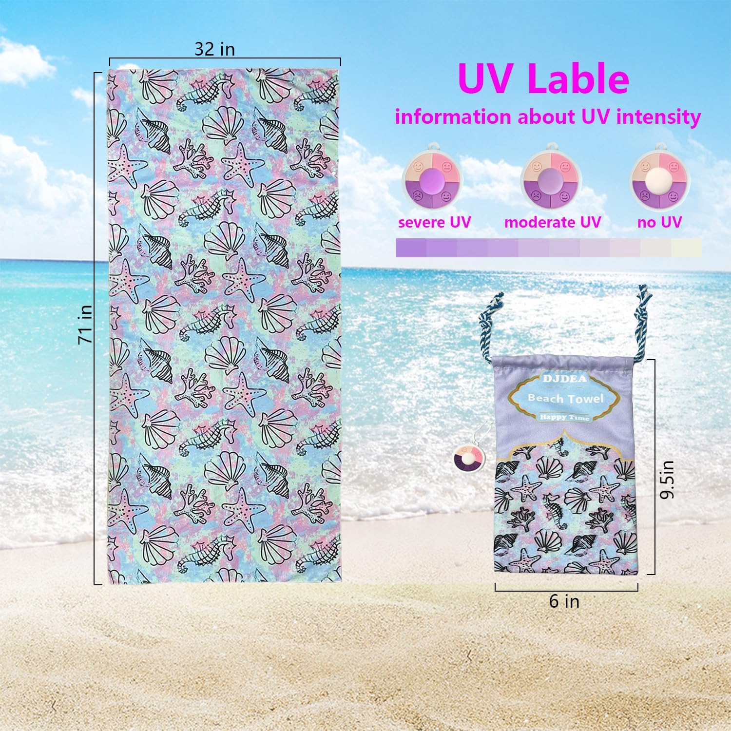 DJDEA Tie Dye Beach Towels Microfiber Extra Large