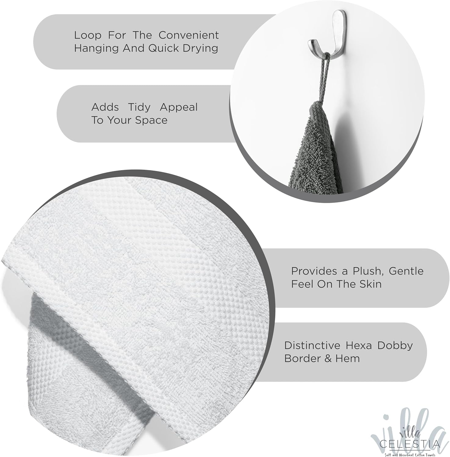 Villa Celestia 100 Cotton 12-Piece Bath Towel Set - White