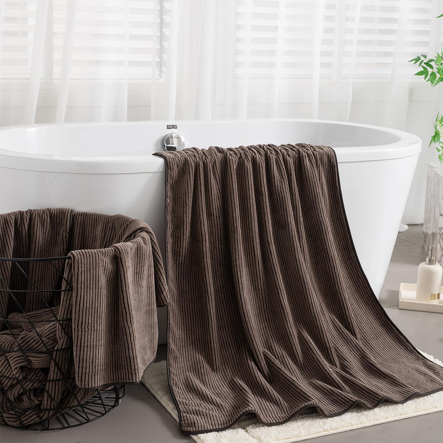 Jessy Home 4 Piece Bath Towel Set Brown