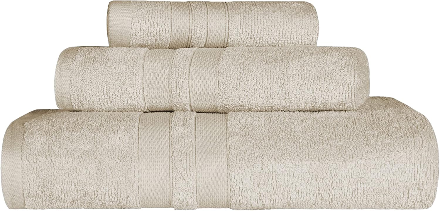 BLUENILEMILLS Ultra-Soft Cotton Towel Set 3 Piece Ivory 1