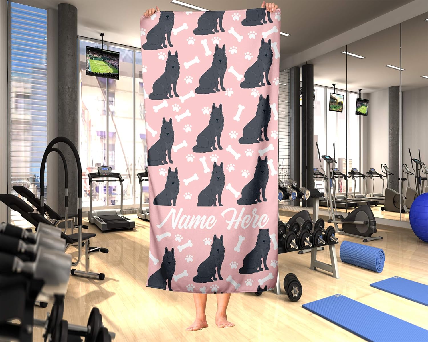 Personalized Black German Shepherd Pattern Towels for Adults Kids
