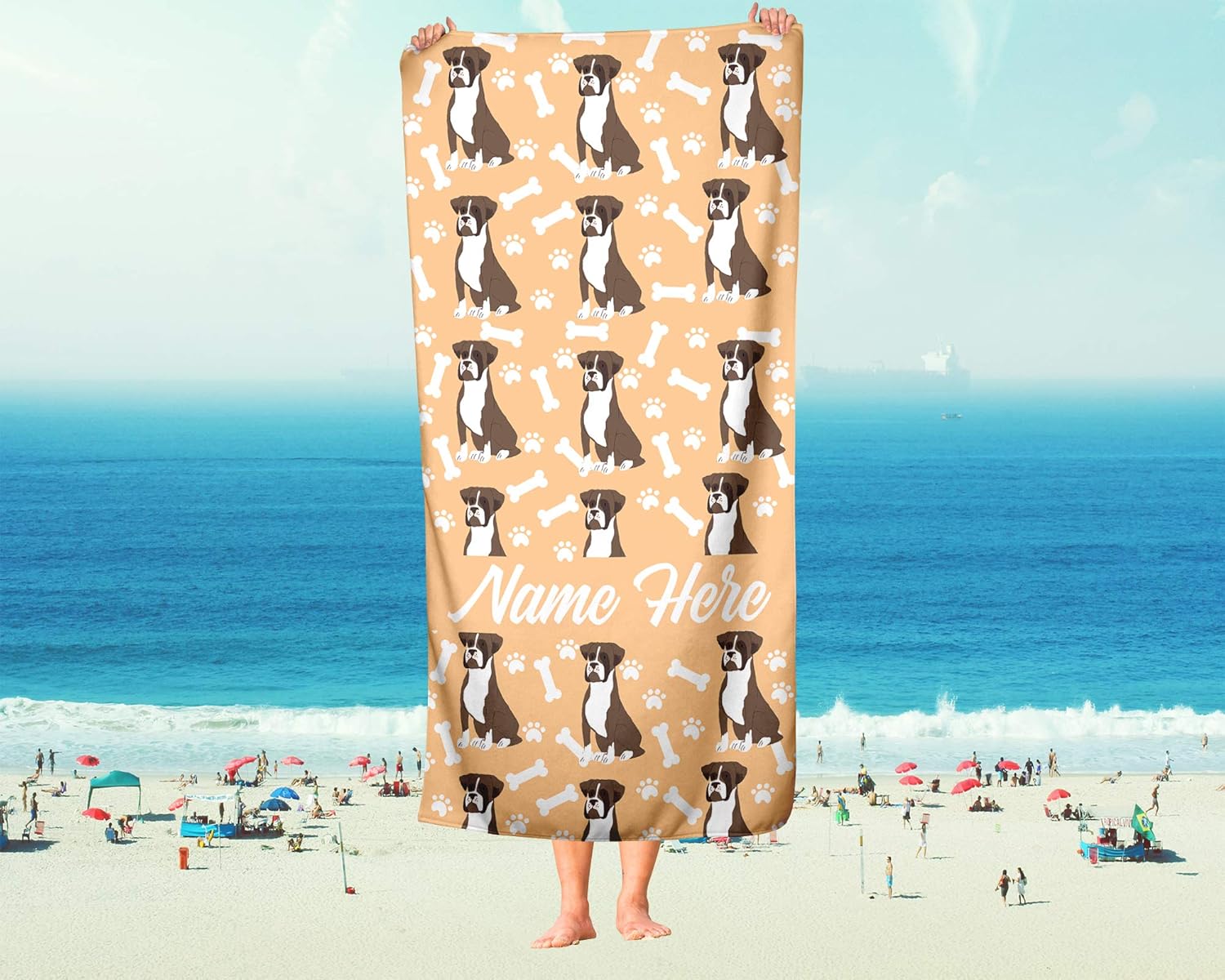Personalized Boxer Face Towels for Beach and Bath
