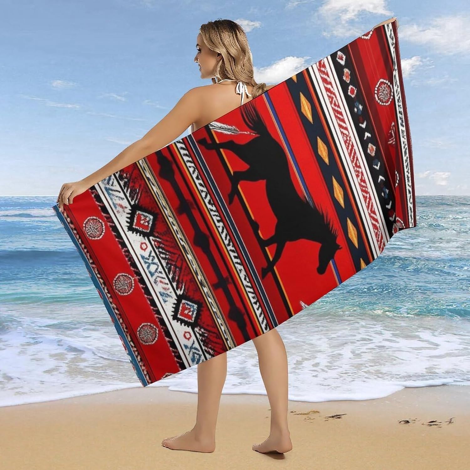 4SEE Extra Large Beach Towel with Horse Dreamcatcher Design