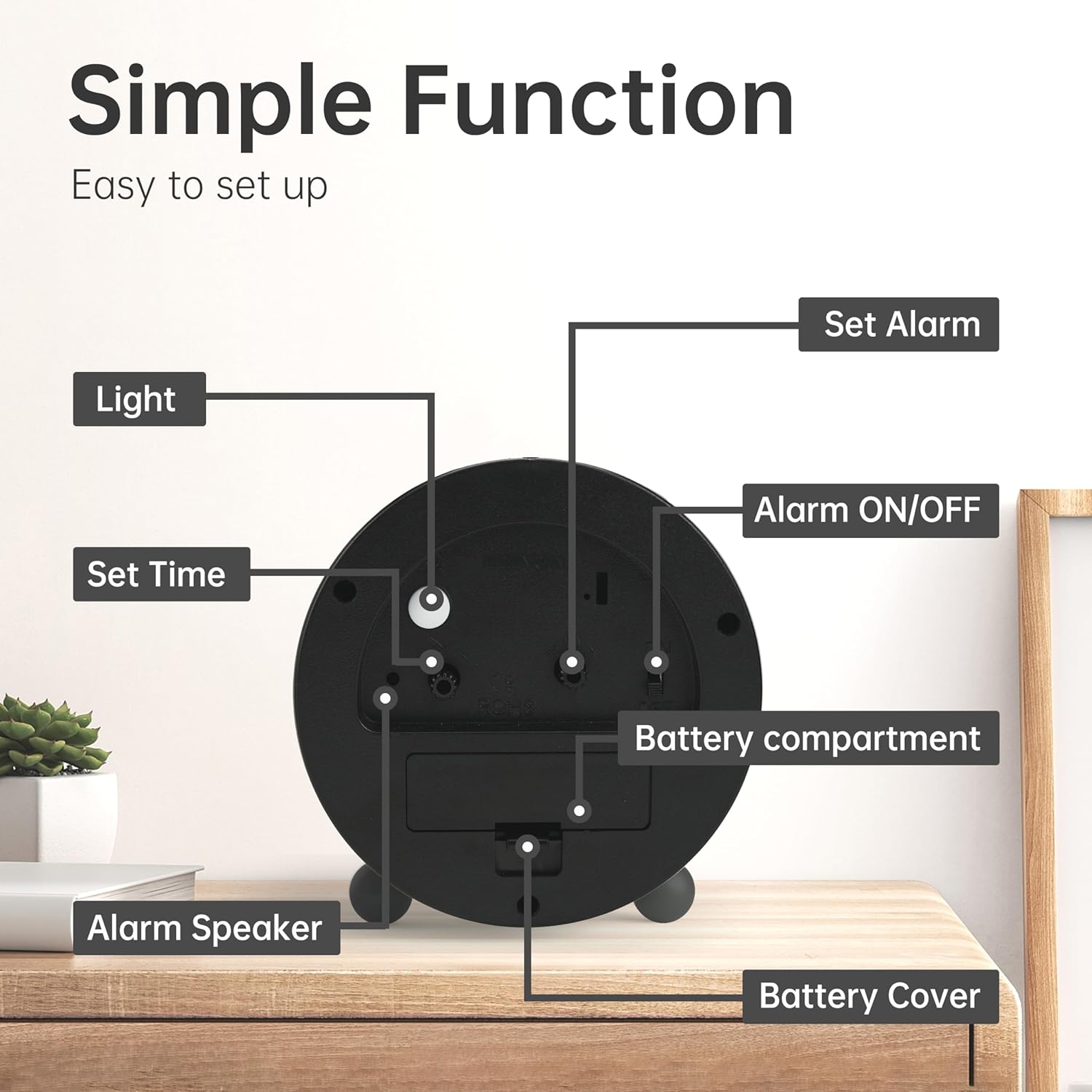 JALL Analog Alarm Clock with Night Light and Silent Hand 1