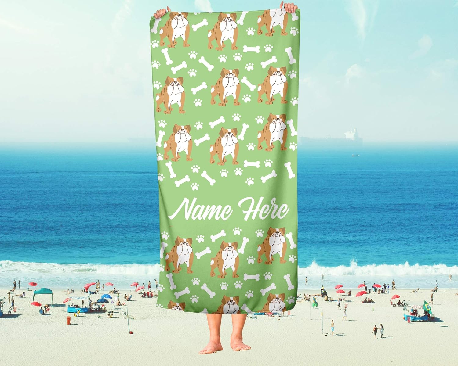 Personalized British Bulldog Beach Bath Towels for Adults Kids