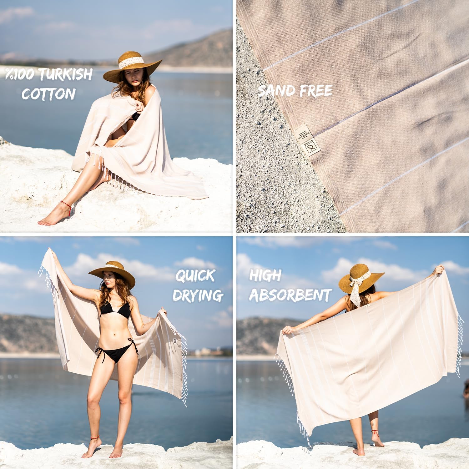 Ray Silver Turkish Beach Towel 100 Cotton 40x71 Quick Dry Oversized