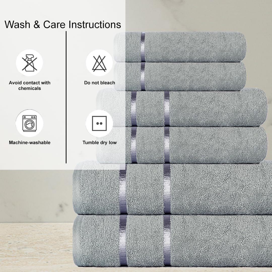 CASA COPENHAGEN Eternal 6-Piece Towel Set in Grey Violet