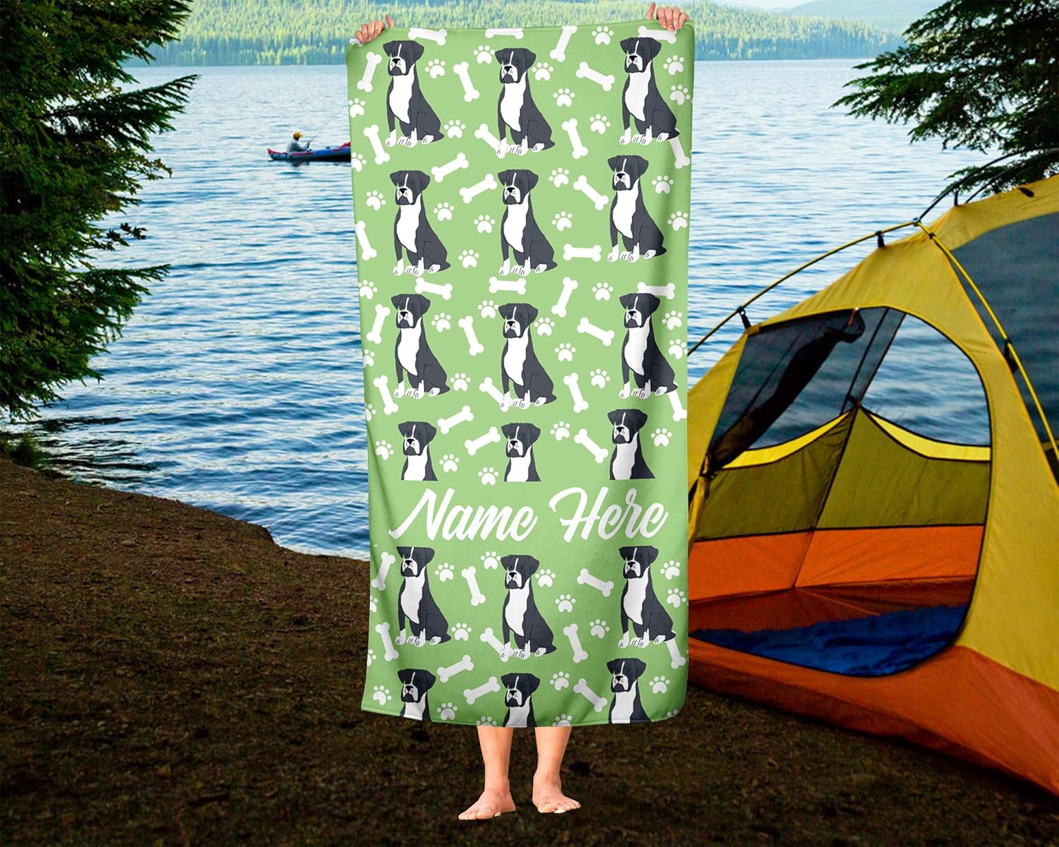Personalized Boxer Face Beach and Bath Towels - LargeMedium